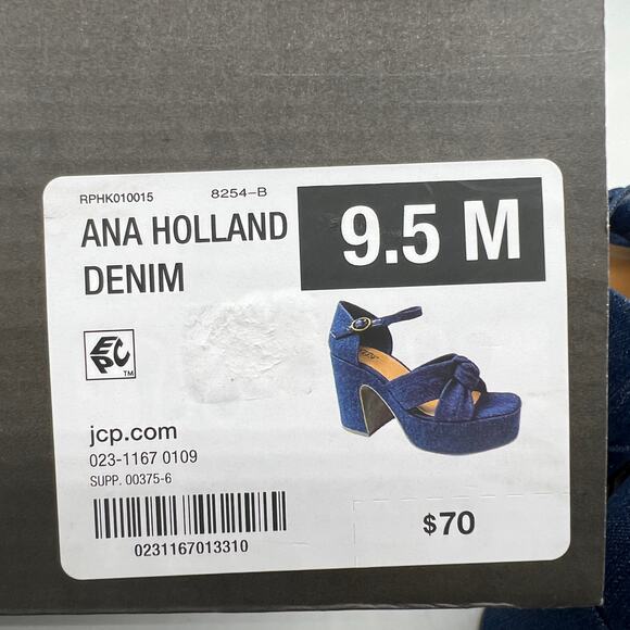 a.n.a Womens Holland Heeled Sandals Denim Platform Size 9.5M - Picture 13 of 15